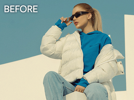 photo showing before and after retouching