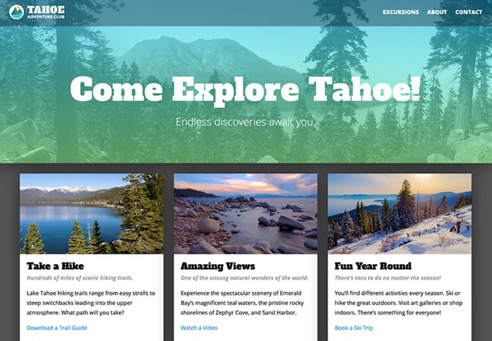 Travel website coded to be responsive on mobile